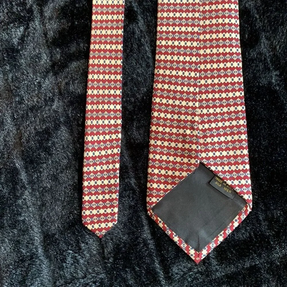 Sinsabang Pure Silk Tie in Cream, Blue and Red